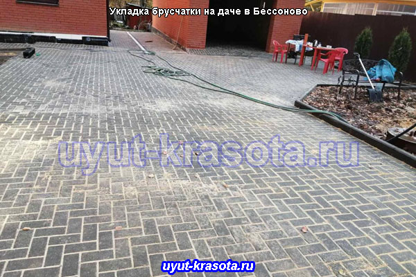 Укладка тротуарной плитки Брусчатка под ключ в деревне Бессоново Ступинского района