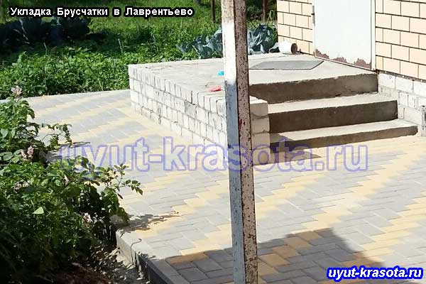 Укладка тротуарной плитки брусчатка в деревне Лаврентьево Ступинский район Московская область