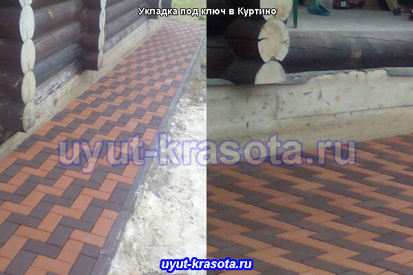 Примеры укладки тротуарной плитки в селе Куртино Ступинский район Московская область